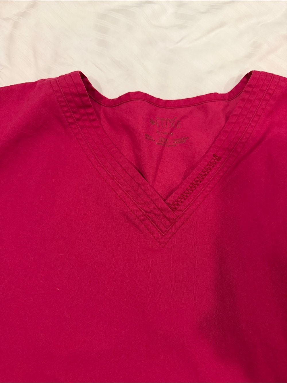 Bright Raspberry V-Neck Scrub Top - Picture 3 of 5